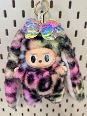 NEW Custom Made Monsters RAINBOW CHEETAH Leopard BUNNY RABBIT Plush Pendant Doll