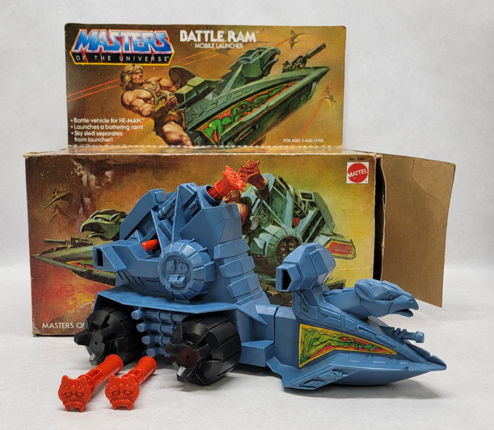 1981 Masters of the Universe BATTLE RAM Complete w/ 3 Missiles in Box – MOTU