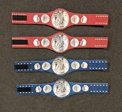4 Custom WWE Raw And Smackdown Tag Uso Belts 6″ (figures not included)