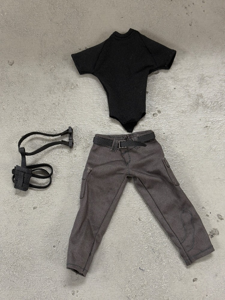 PB-AD-RBSET: Black Shirt, Cargo Pants & Gun Holster for Muff Toys 1/12 Adam Body