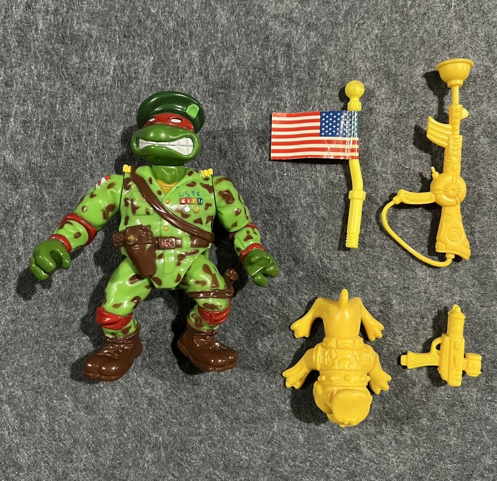 Vintage 1991 TMNT Raph the Green Beret 100% COMPLETE! Military Mutants Turtles