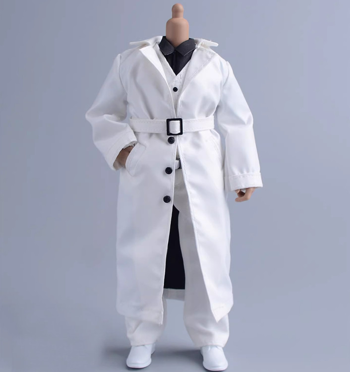 1/12 Scale Male Soldiers Clothes British Style Shiny Fabric Trench Coat Overcoat