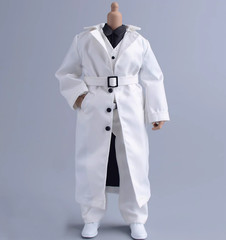 1/12 Scale Male Soldiers Clothes British Style Shiny Fabric Trench Coat Overcoat