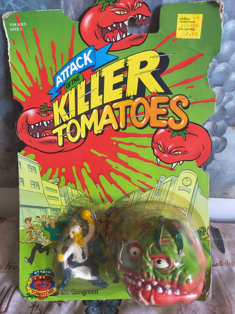 Vintage Attack of the Killer Tomatoes Dr. Gangreen & Ketchuk Carded Figure Toy