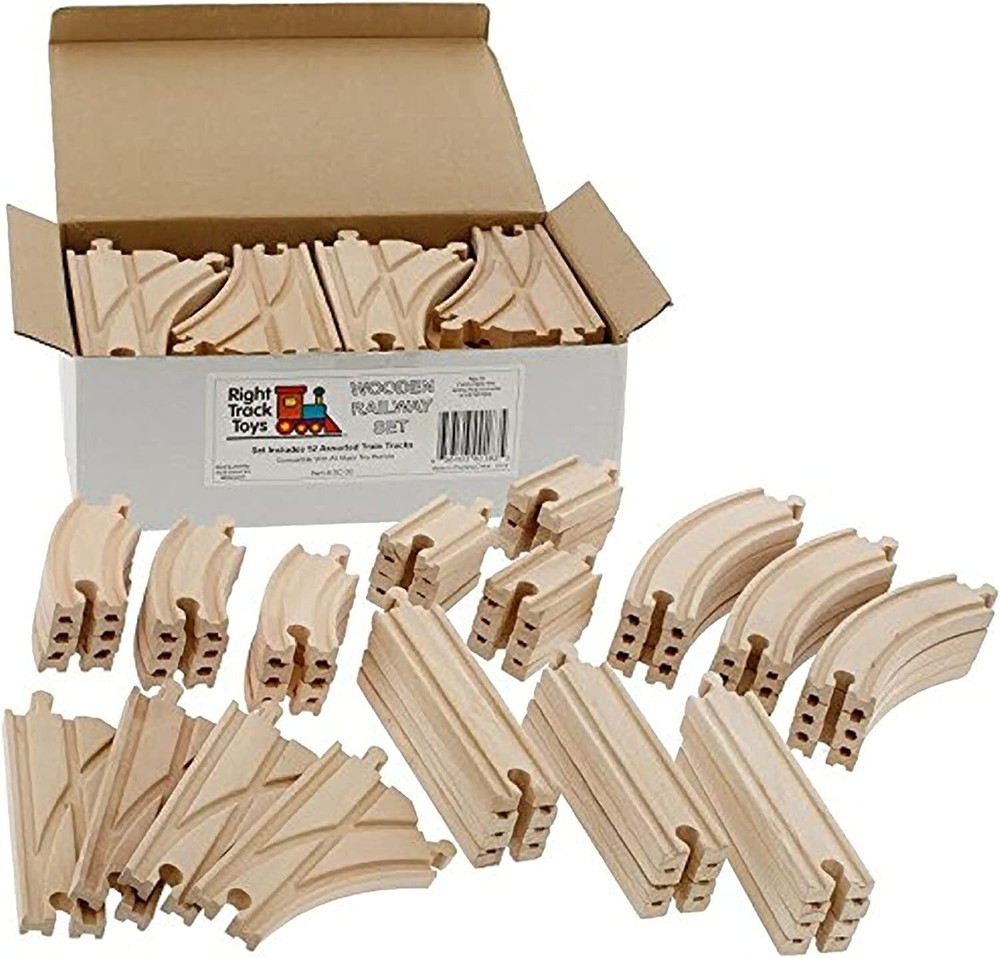 Wooden Train Track 52 Piece Set – Compatible with Thomas Wooden Railway System