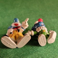 SMURFS VINTAGE PEYO SCHLEICH – LOT OF 2 CIRCUS CLOWN SMURFS 1978 FIGURES TWO
