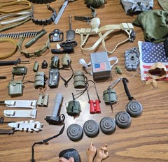HUGE LOT of VINTAGE GI Joe clothes accessories weapons 108 Pieces