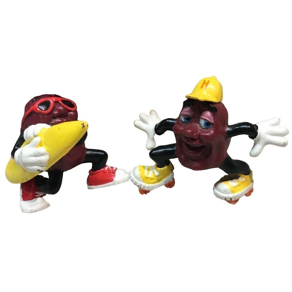 California Raisins Figure Surfer Surf Board Roller Skate Pvc Toy 2 Vintage 1988