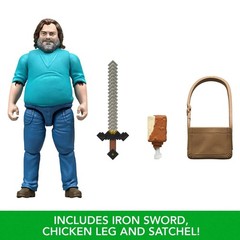Mattel A Minecraft Movie Steve 4″ Action Figure Jack Black Iron Sword + Satchel
