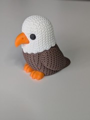 3D Printed Eagle Figure, Crochet Texture Desk Decor, Knit Bird Decor