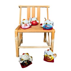 Set of 5 Mini Maneki Neko Lucky Cat Figurines for Prosperity & Fortune –…
