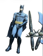 Batman Action Figure Gray Black Yellow Plastic with Sword & Dagger Accessories