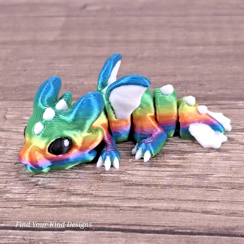 Dragon Hatchling 3D Printed Flexi Fidget Articulated Toy 2.25″ Collectible Mini