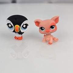 Littlest Pet Shop (LPS) Pack of 10 Pets Carry Case 90382 Bobble Head Toy 874 875
