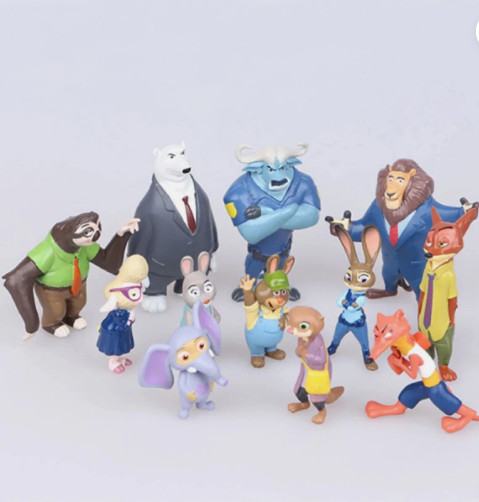 12 pcs set Zootopia Animals Action Figure 4-8 cm Kids Toys Gift Collection Cake