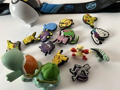 Lot of Pokemon Cards, Figures, Jibbitz, Belt, Pokeball, Stickers