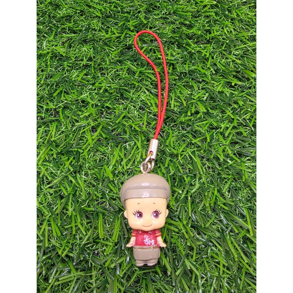 Kewpie Baby Roki Japan Mascot Phone Strap Charm Red Chibi Newsboy Cap Figure