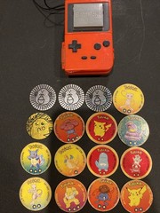 Vtg 2 Pokemon Battle BattPoke Ball Blaster Toy with 30 Discs Red