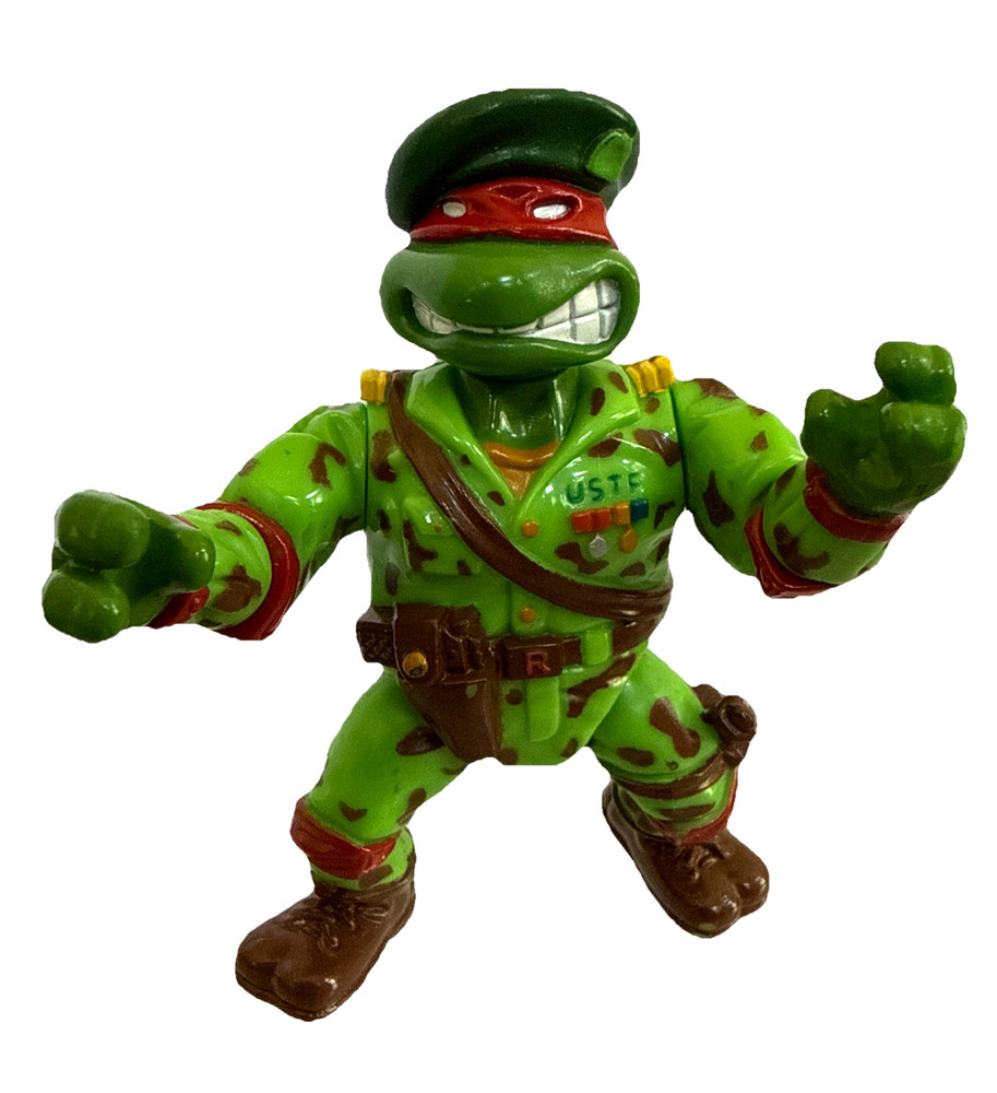 Vintage 1991 TMNT Mutant Military: Raph The Green Teen Beret Figure Loose (4.5″)