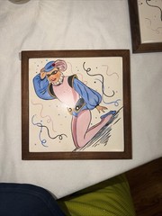 Vintage 1950s MCM Harlequin Ballet Dancer Art Tiles Lewis’s