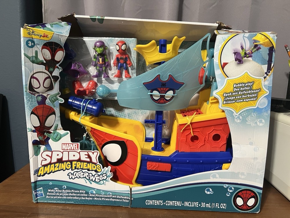 Spidey and His Amazing Friends WaterWebs Bubble Pirate Ship Toy DAMAGED BOX