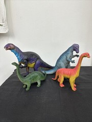 Lot (4) Vintage 80s & 90s Imperial Dinosaur Toy Vibrant Colors Apatosaurus