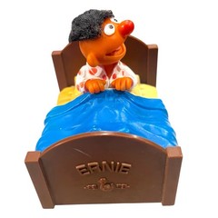 Rare Sesame Street Ernie in Bed Figure ABS Plastic Toy 3.5″ Tall Vintage