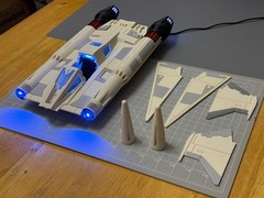 Buck Rogers Thunderfighter Starfighter Model 17in. (BEIGE LARGE ANIMATED LIGHTS)