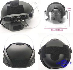 LEJUNJIE Tactical MICH 2000 Fast Helmet with Clear Riot Visor One Size, BK