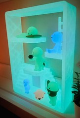 Smiski House Glow in the Dark Display | Mini Figure Room Shelf | Bonus Glow Pet