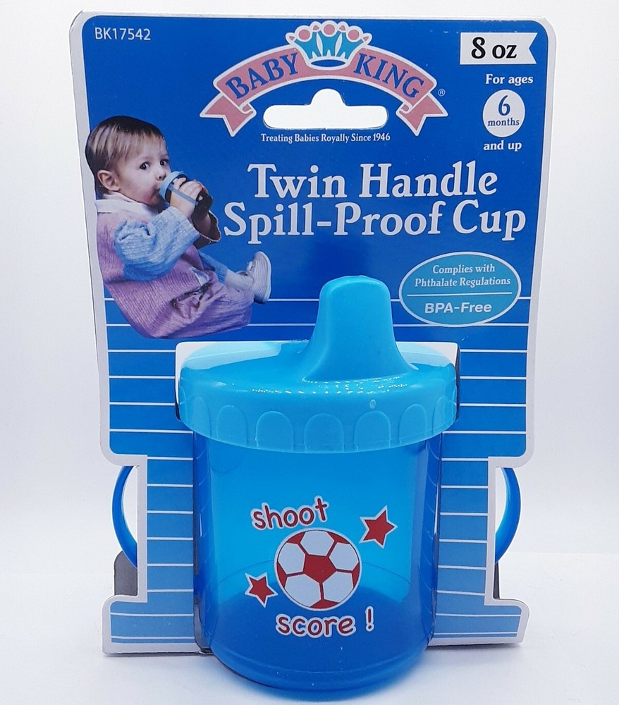 NOS Vintage Sippy Drinking Cup w/ Lid 8 oz Blue Unisex Spill Proof 6month & up