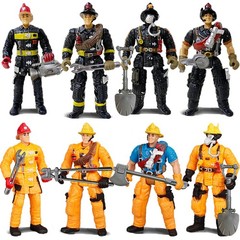 8 Pieces Firefighter Action Figures, Fireman Toys 4 inches, Multiple Colors