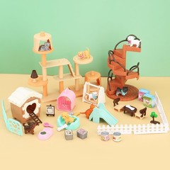 67 PCS Cat and Dog Pet Figurine Playset, Pretend Play Toy for Kids Creative D…