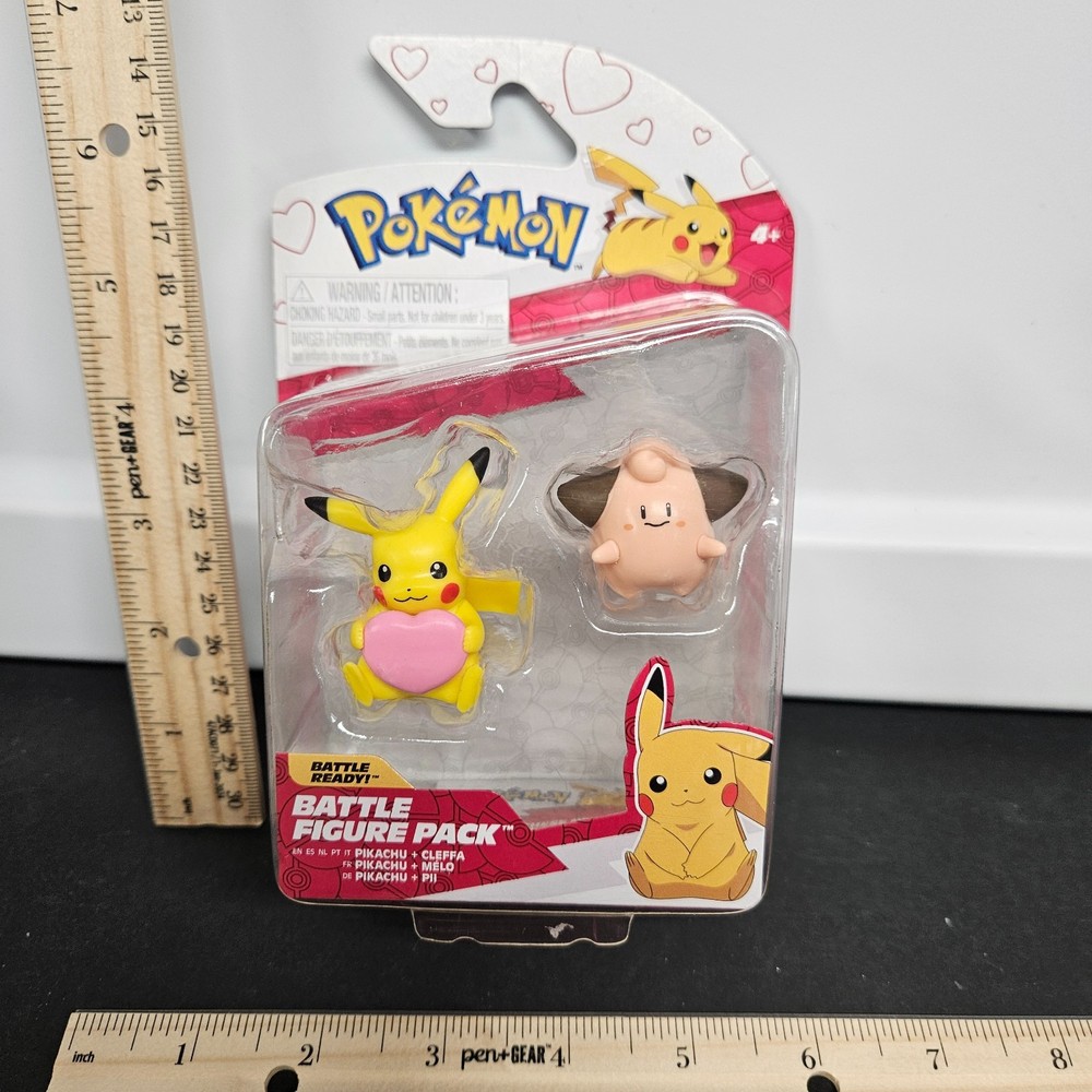 Pokemon Battle Figure 2 Pack PIKACHU w/ Heart & CLEFFA Action Figures – NEW!