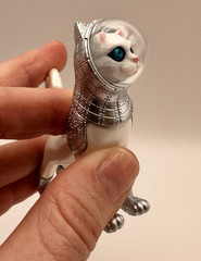 Silver Ship’s Cat – Standing Cat Gashapon – by Kenji Yanobe – 2.8in