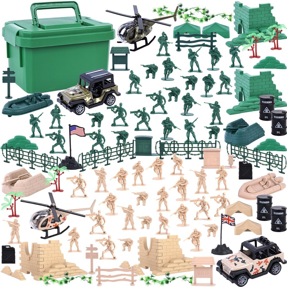 LovesTown 117PCS Army Men Playset, Military Soldier Set Army Action Figures B…