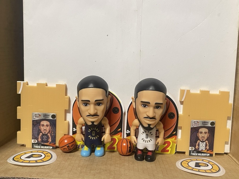 Tyrese Haliburton Pacer ZURU NBA Ballers Figures White Home Blue Away Jersey