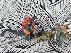 VINTAGE BURNING GODZILLA GIGAN & MANDA SNAKE DRAGON 2002 2.5″ FIGURES FREE F&H