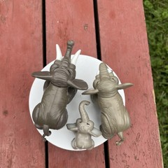 Fisher Price Elephant Animal Families Figures Lot Posable Zoo Set of 3 Vintage
