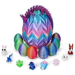 18Pcs 3D Printed Dragon with Egg, Mini 3D Printed Animals, 3D Dragon Eggs