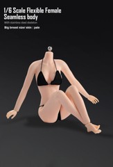 US 1/6 Female Mid Bust Pale Skin Flexible Seamless Body 12in Action Figure Doll