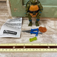 1992 TMNT Mutatin’ Leonardo Figure w/ Chart Pizza Ooze Katanas READ
