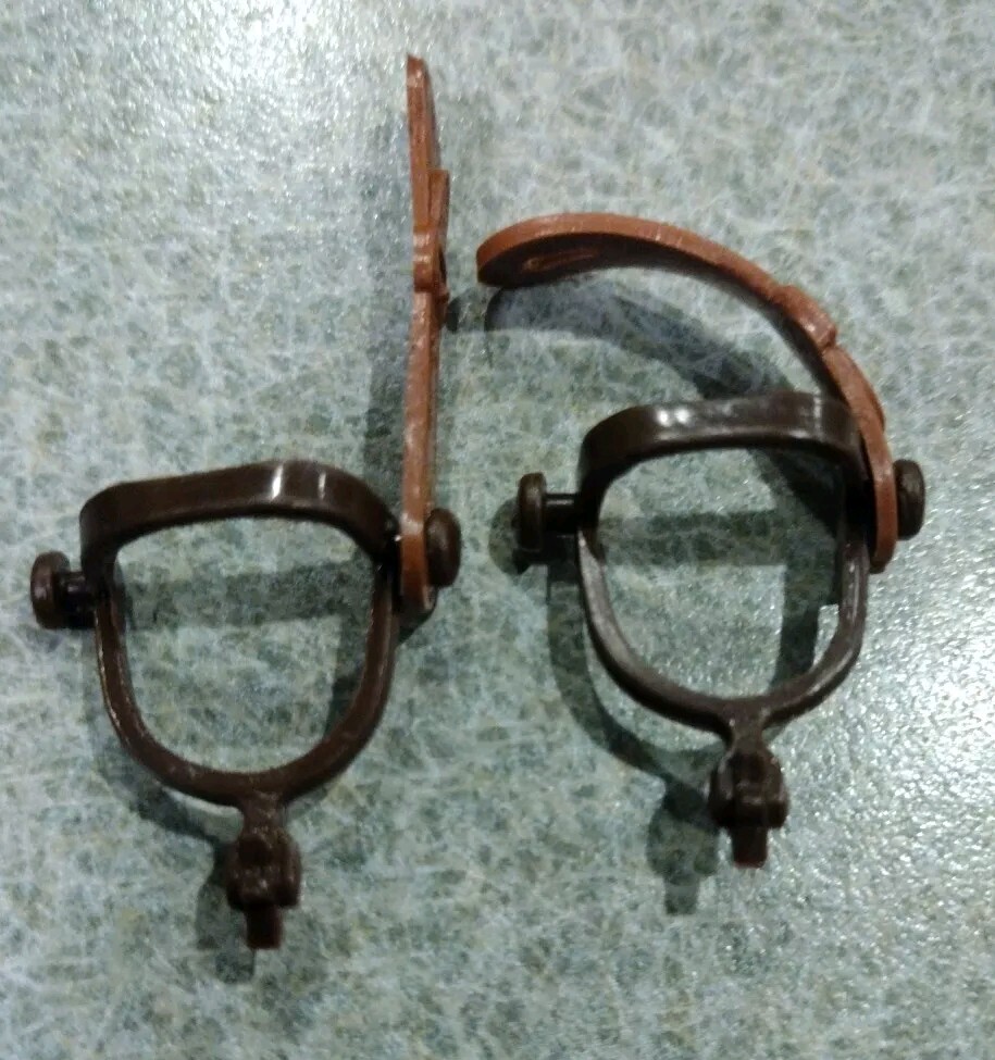 1960’s-70’s Marx Johnny West Pair of Brown Spurs w/Straps Nice Cond