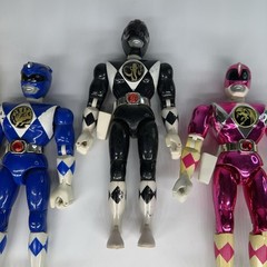 Vintage Bandai MMPR 8in Power Rangers Figures Lot Yellow Blue Black Pink