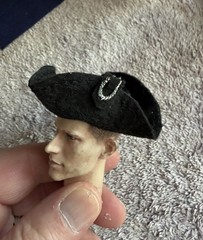 OOAK 1/6 Scale …1700’s Basic Black Military Tricorn Hat.