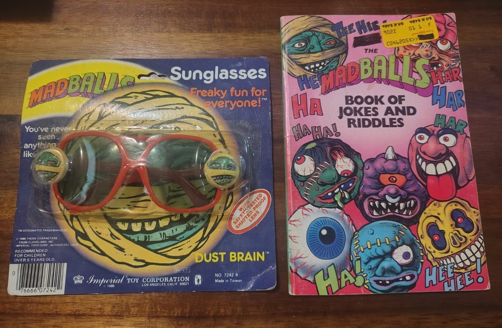 *Carded* Vintage Madballs 1986 Dust Brain Sunglasses w/ BONUS Madballs Jokebook