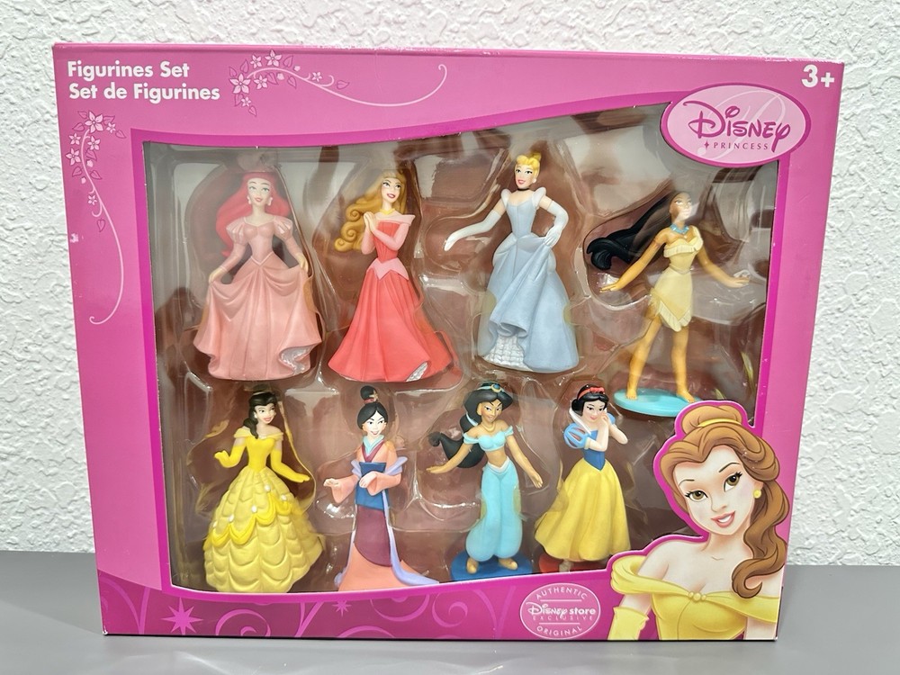 DISNEY Princess Figurines 8-Piece Set Disney Store Exclusive Complete (Box Wear)