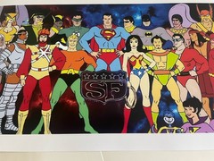 DC COMICS SUPER-FRIENDS TO SUPER POWERS THROUGH THE AGES POSTER PIN UP NEW.