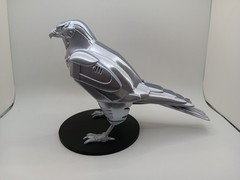 Retro Silverhawks Tally Hawk statue figure 7″ 3D printed metallic silver plastic