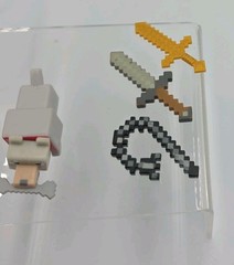 Minecraft Lot Figures Key Chain Mini Figs & Wolves Zombie Steve GUC